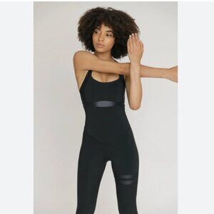 NWOT TOPISSIMA NICOLE BLACK STRAPPY CRISSCROSS SLIM FIT STRETCH JUMPSUIT - XL
